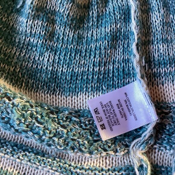 Faherty Hooded Sweater XS/S Blue Stripe, Linen Bamboo, Fall Coastal Cottagecore - Picture 7 of 7